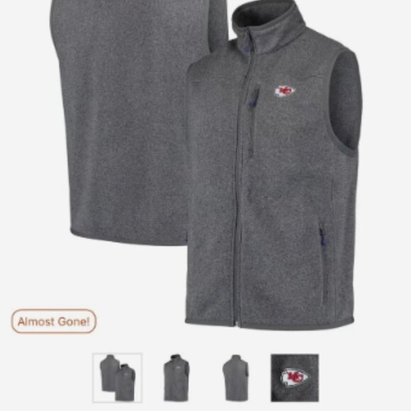 Vineyard Vines Kansas City Chiefs Fleece Full-Zip Men’s Sweater Vest XL Gray - Picture 14 of 14